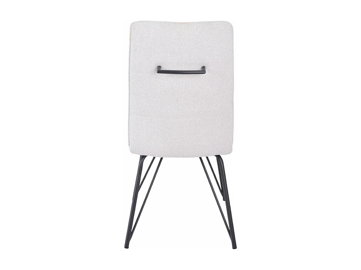 Lot 2 chaises en tissu doux écru avec pieds en métal noir - LUCAS