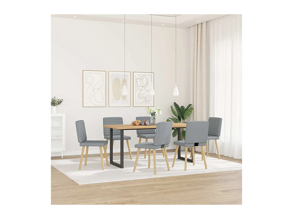 Eetkamerstoelen set van 6 lichtgrijze stof