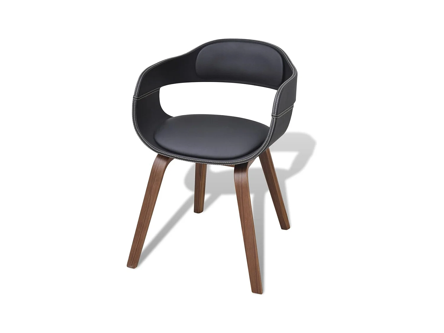 Chaises à manger lot de 2 noir bois courbé et similicuir