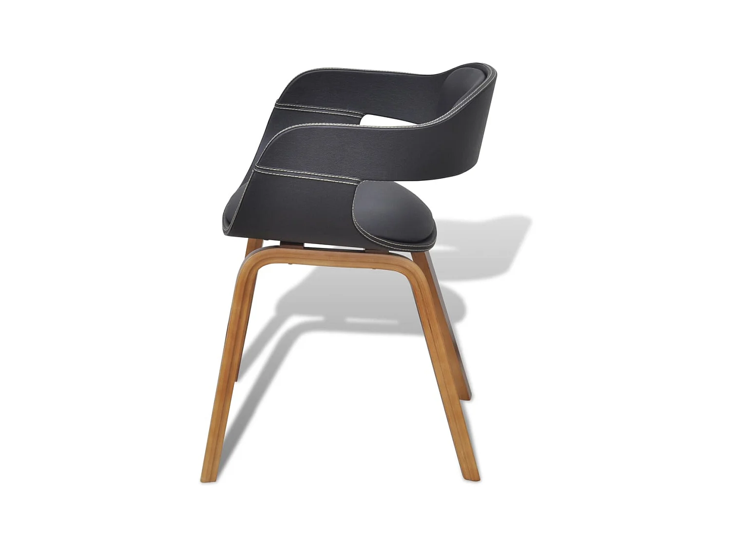 Chaises à manger lot de 2 noir bois courbé et similicuir