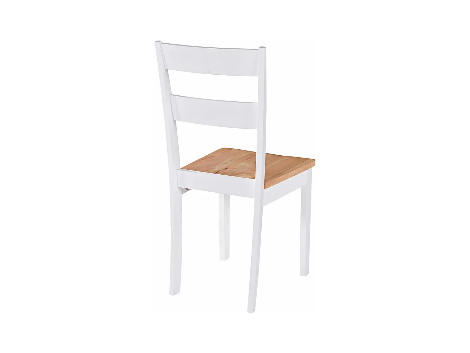 Juego de 4 sillas de comedor de madera maciza de caucho blanca