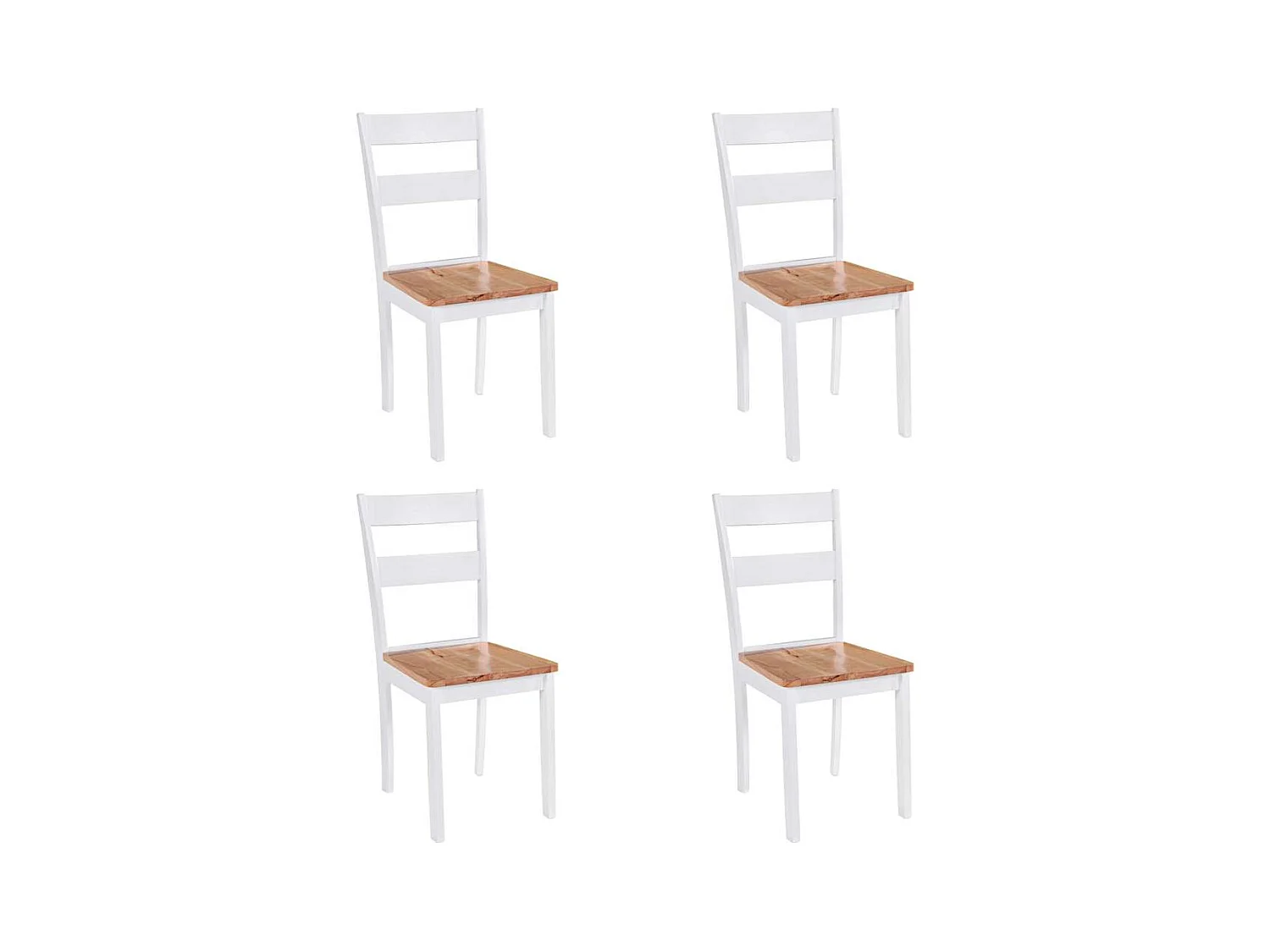 Chaises à manger lot de 4 blanc bois d'hévéa massif