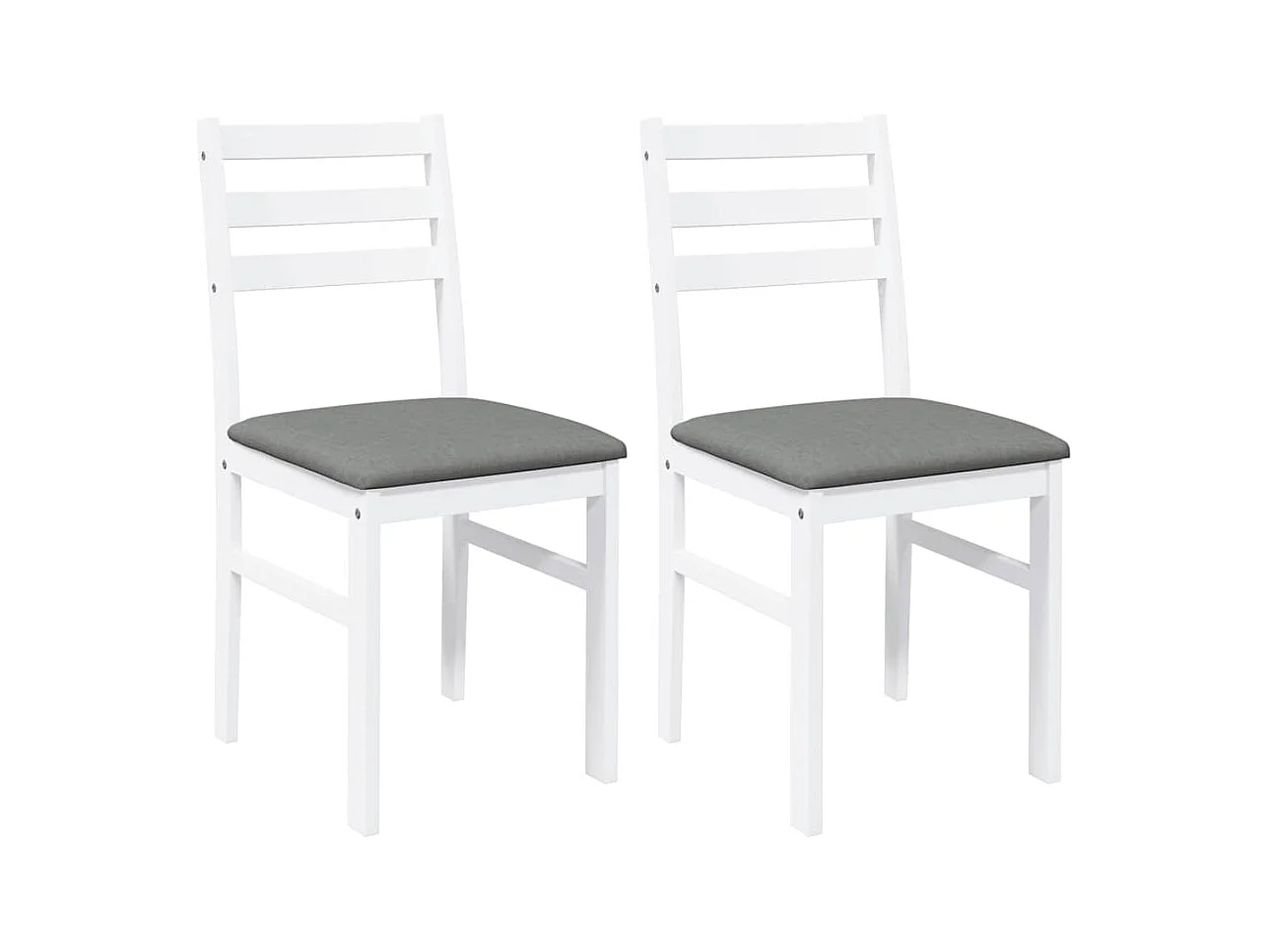 Chaises à manger coussins 2 pcs blanc bois massif caoutchouc