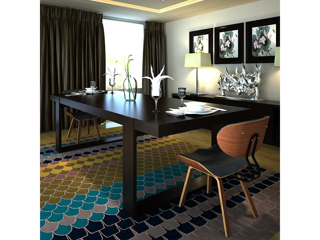 Set di 2 sedie da pranzo in legno curvato e similpelle