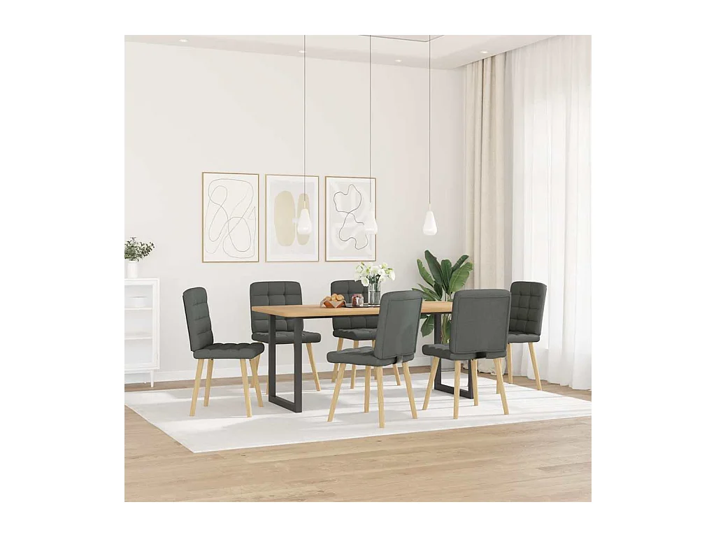 Set di 6 sedie da pranzo in tessuto grigio scuro