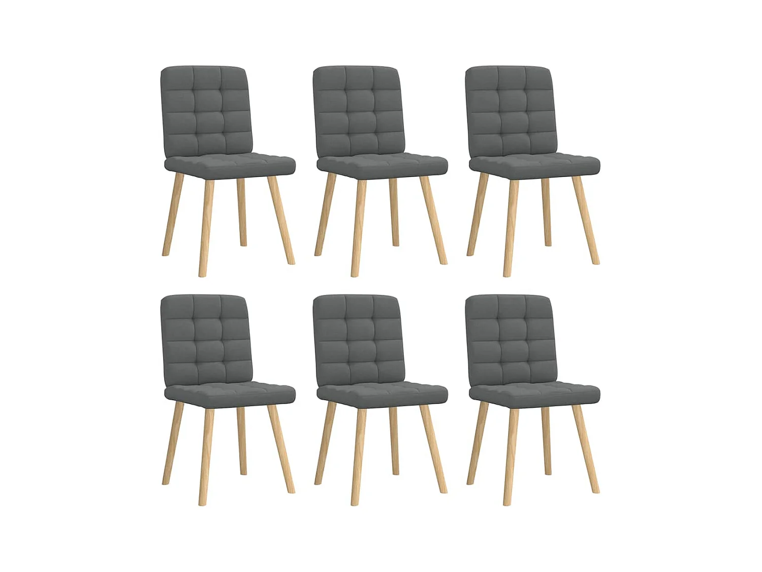 Chaises à manger lot de 6 gris foncé tissu