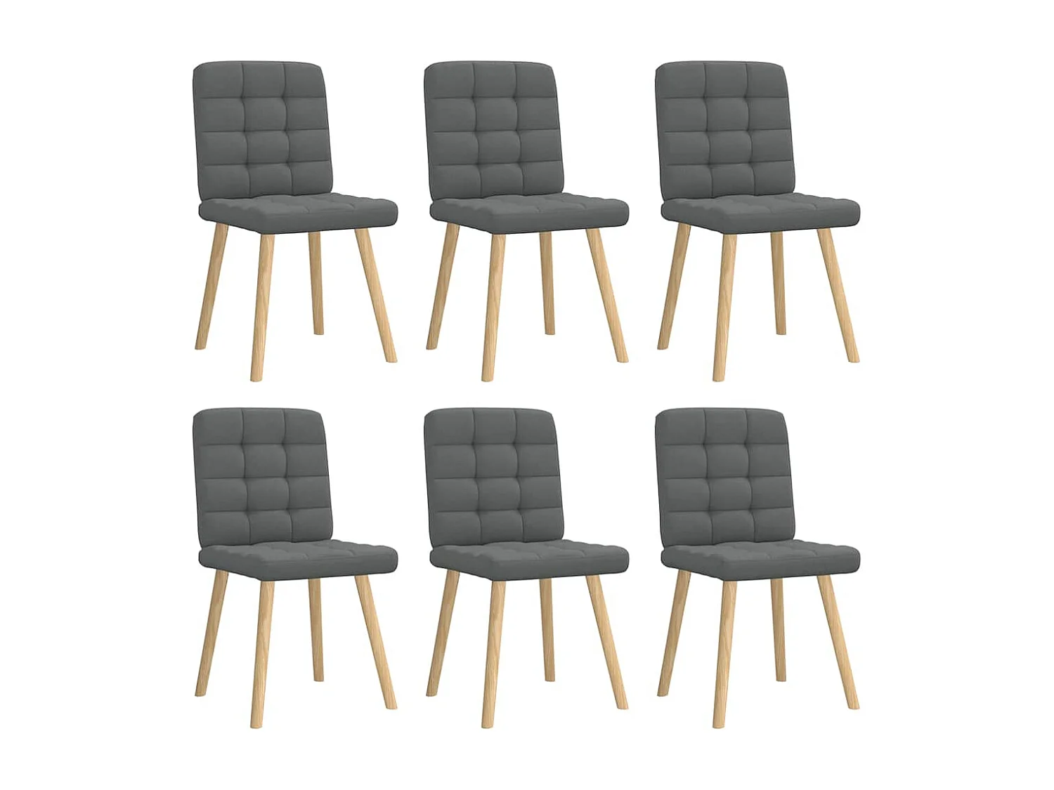 Chaises à manger lot de 6 gris foncé tissu