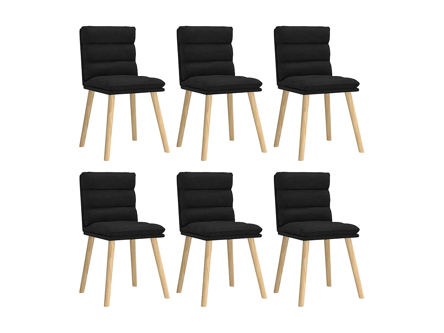 Eetkamerstoelen set van 6 zwarte stof