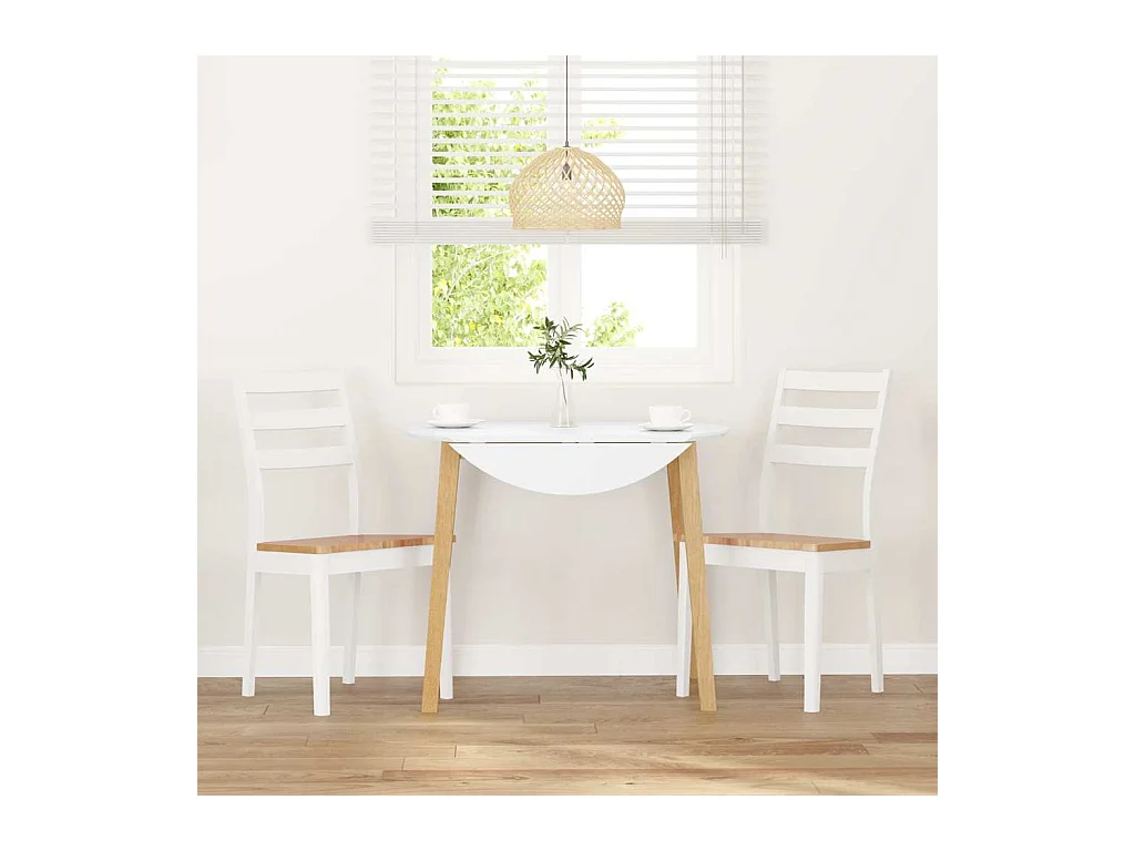 Chaises à manger 2 pcs blanc bois massif caoutchouc