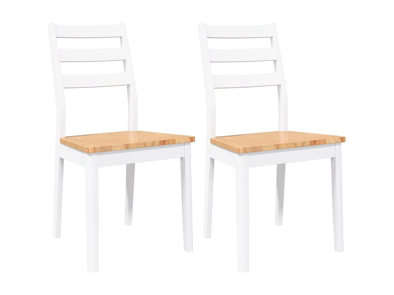 Sedie da pranzo 2 pezzi in legno massello di gomma bianco