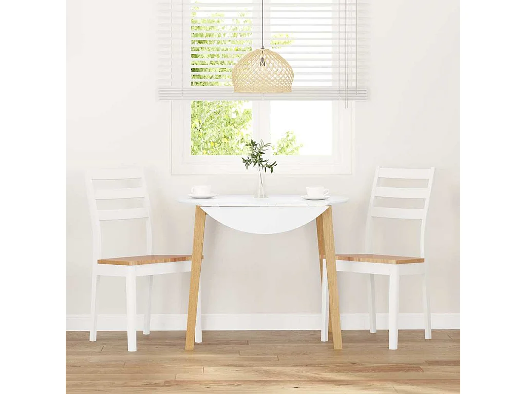 Sedie da pranzo 2 pezzi in legno massello di gomma bianco