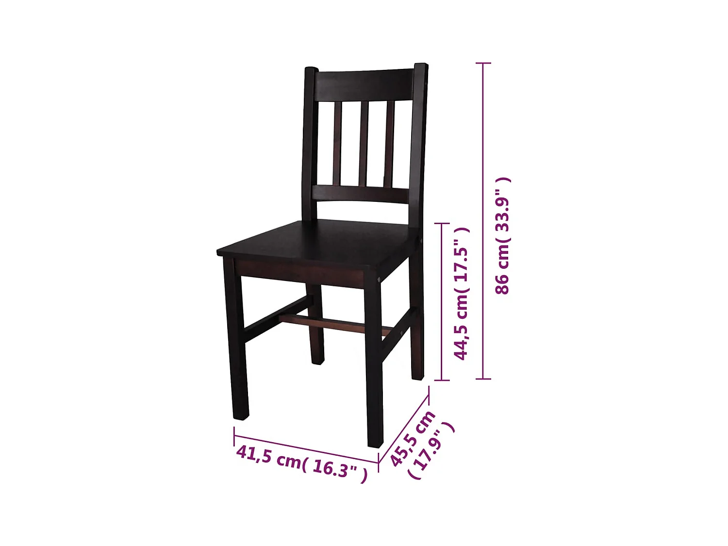 Chaises à manger lot de 2 marron foncé pinède