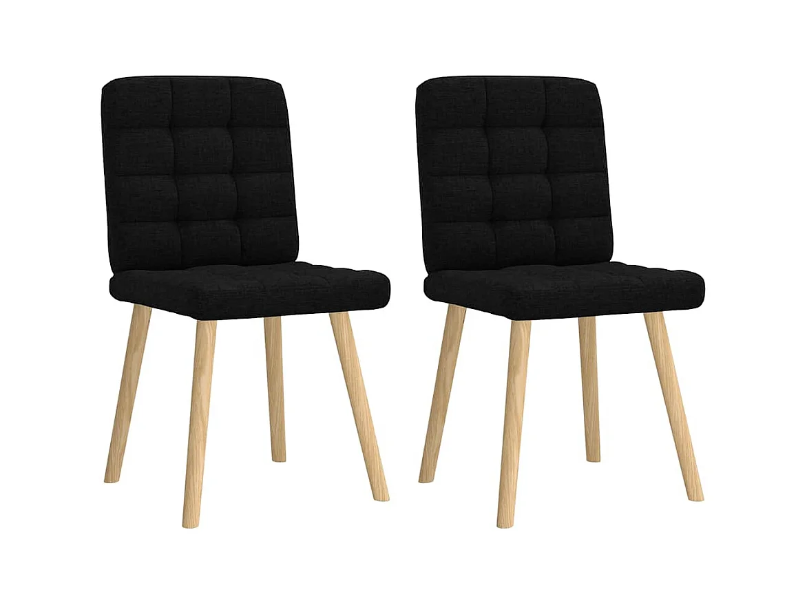 Chaises à manger lot de 2 noir tissu