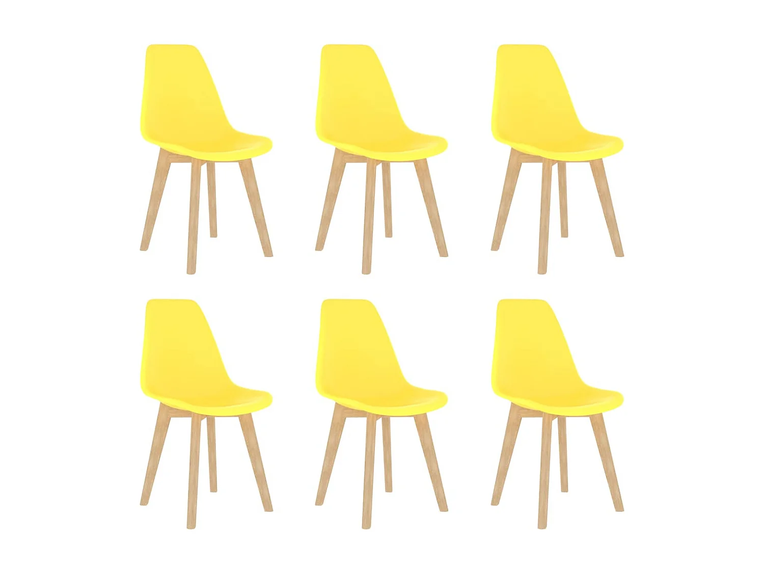 Chaises à manger lot de 6 jaune plastique