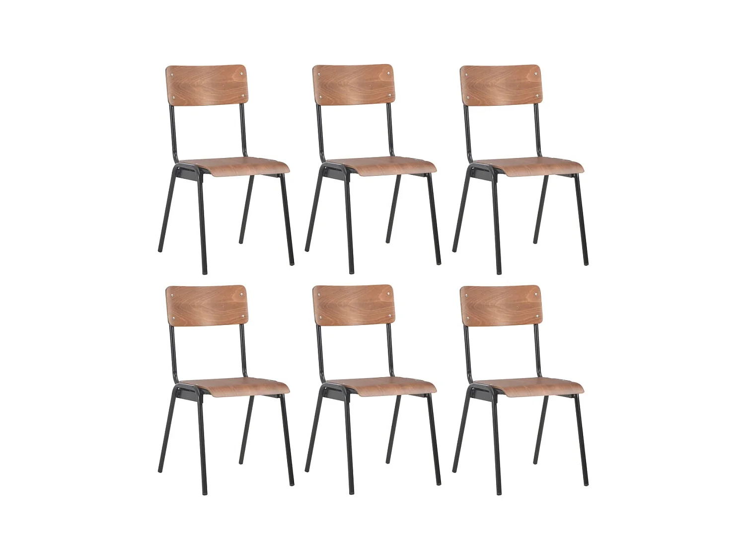 Chaises à manger lot de 6 marron Contreplaqué