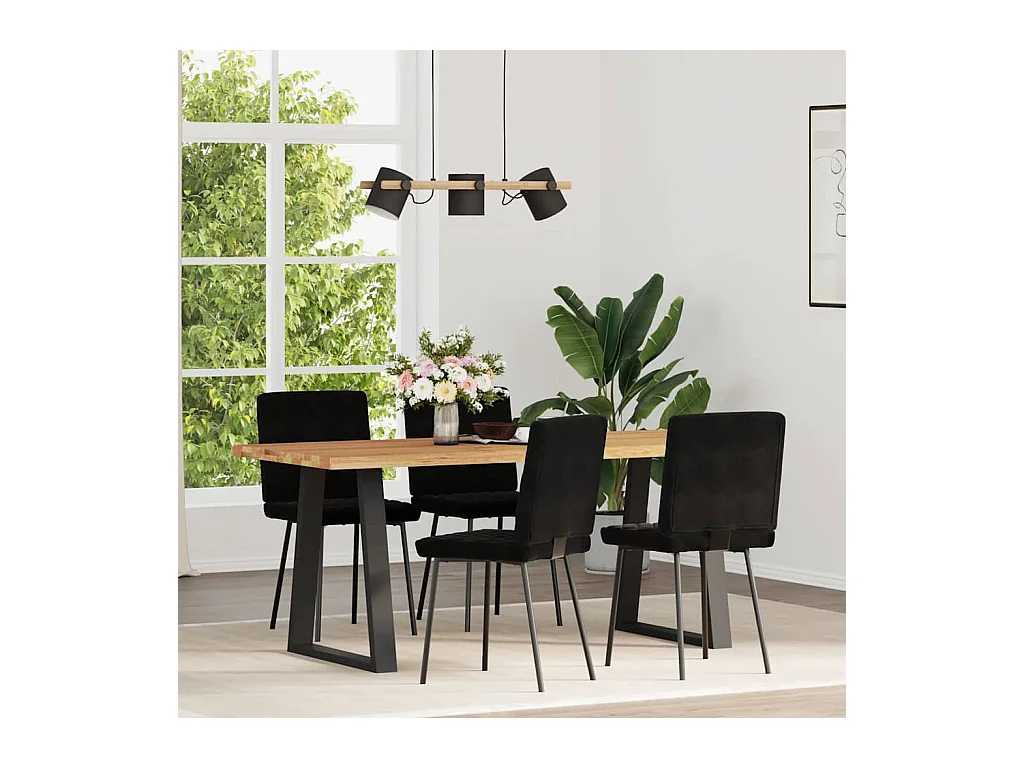 Juego de 4 sillas de comedor de terciopelo negro