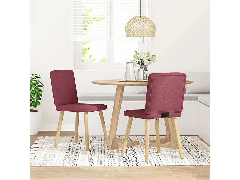 Chaises à manger lot de 2 rouge bordeaux tissu