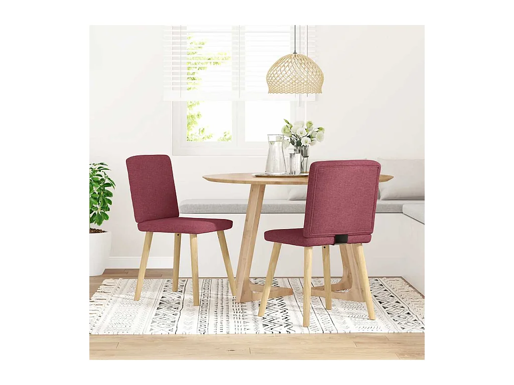Chaises à manger lot de 2 rouge bordeaux tissu