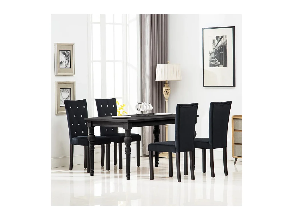 Set di 4 sedie da pranzo in velluto nero