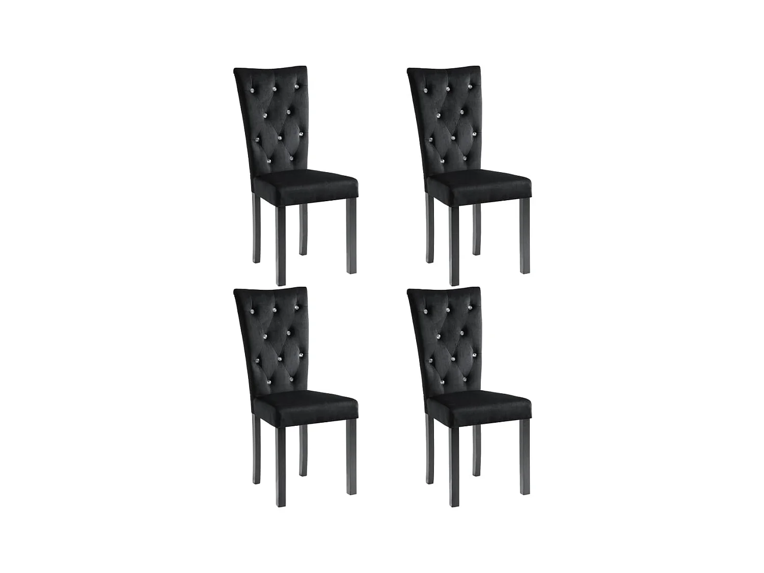 Set di 4 sedie da pranzo in velluto nero
