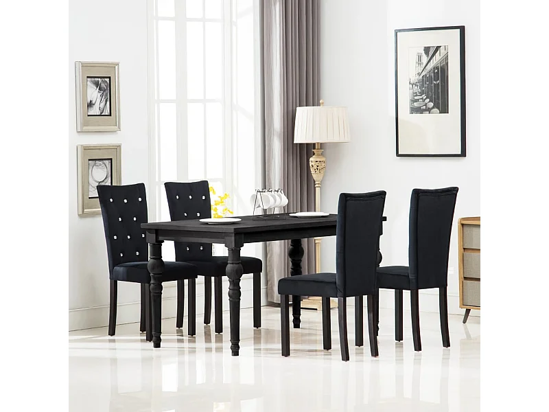 Set di 4 sedie da pranzo in velluto nero