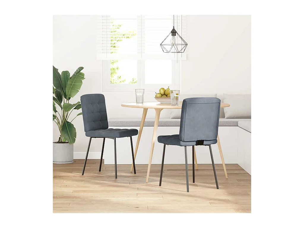 Eetkamerstoelen set van 2 Donkergrijs Fluweel