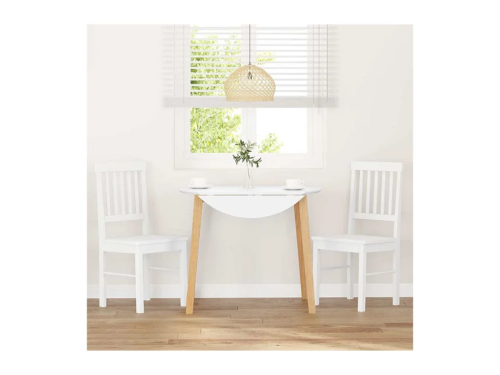 Chaises à manger 2 pcs blanc bois massif caoutchouc