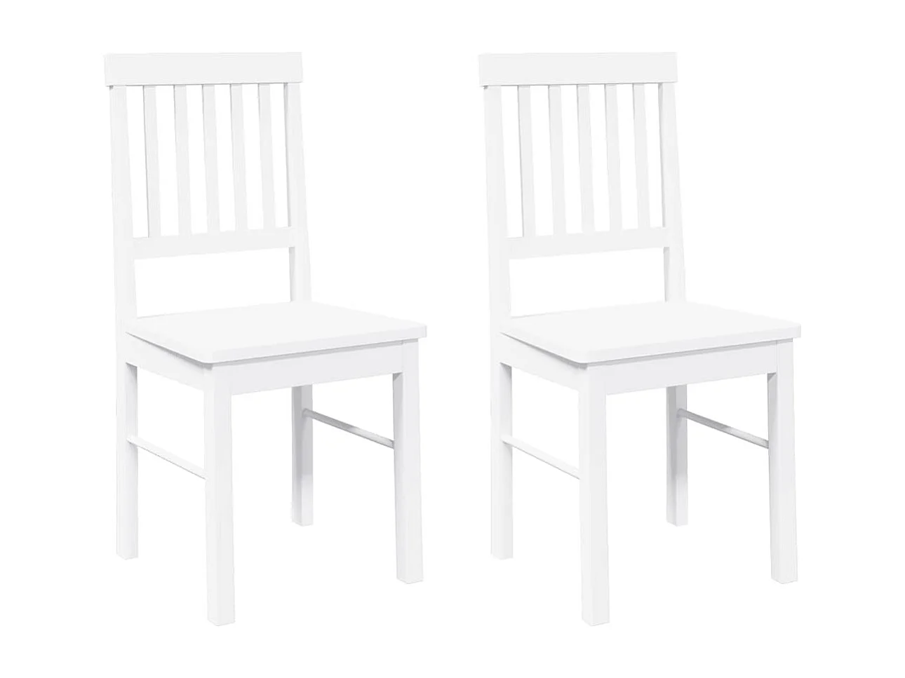 Chaises à manger 2 pcs blanc bois massif caoutchouc
