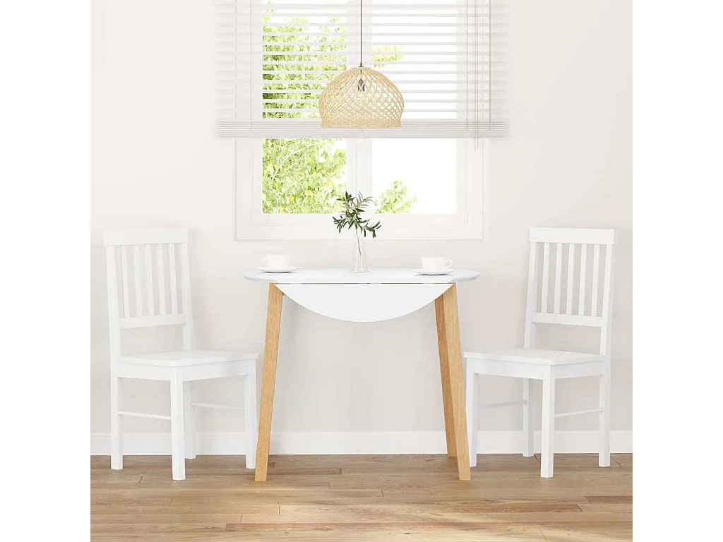 Chaises à manger 2 pcs blanc bois massif caoutchouc