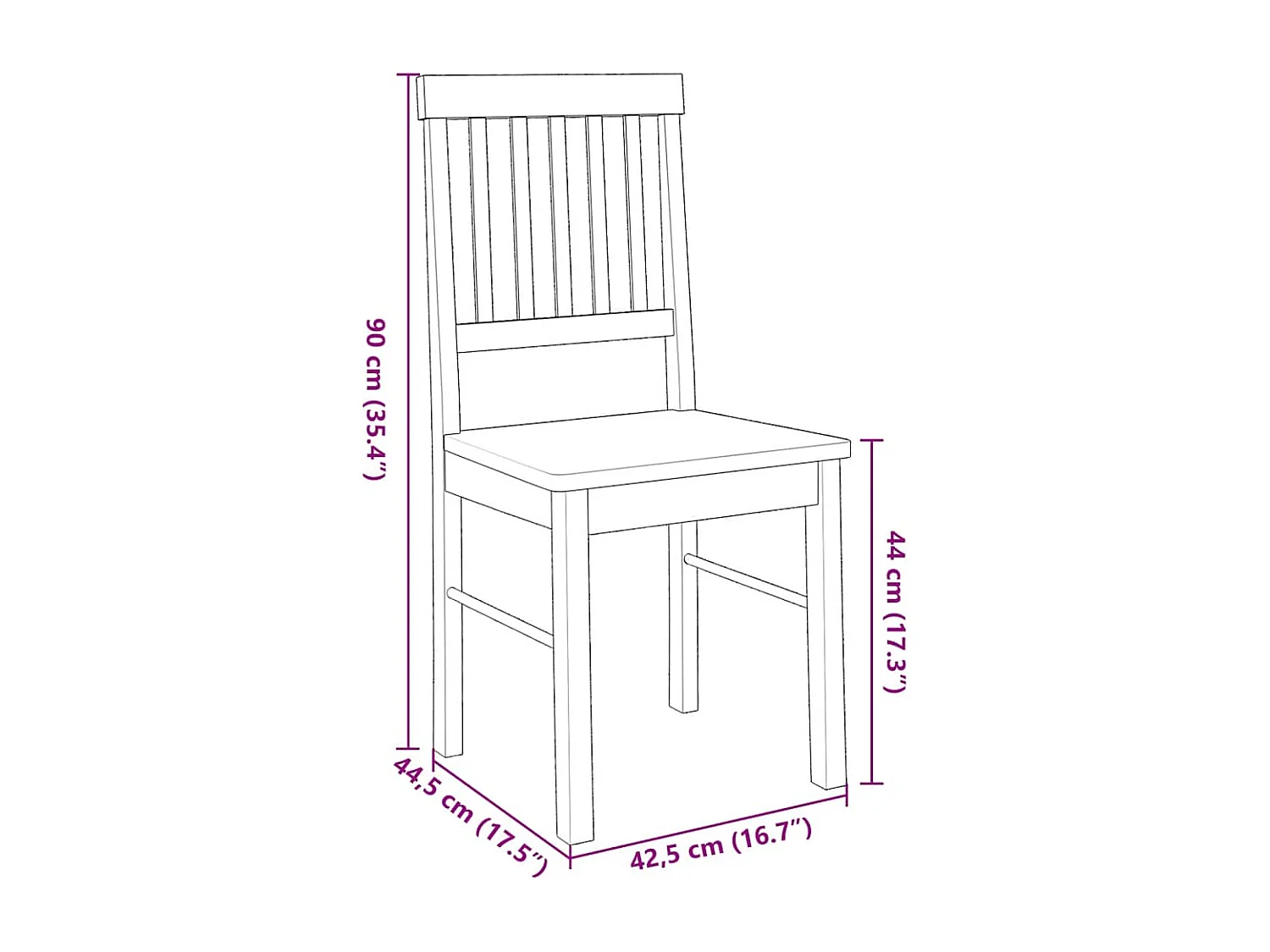 Chaises à manger 2 pcs blanc bois massif caoutchouc