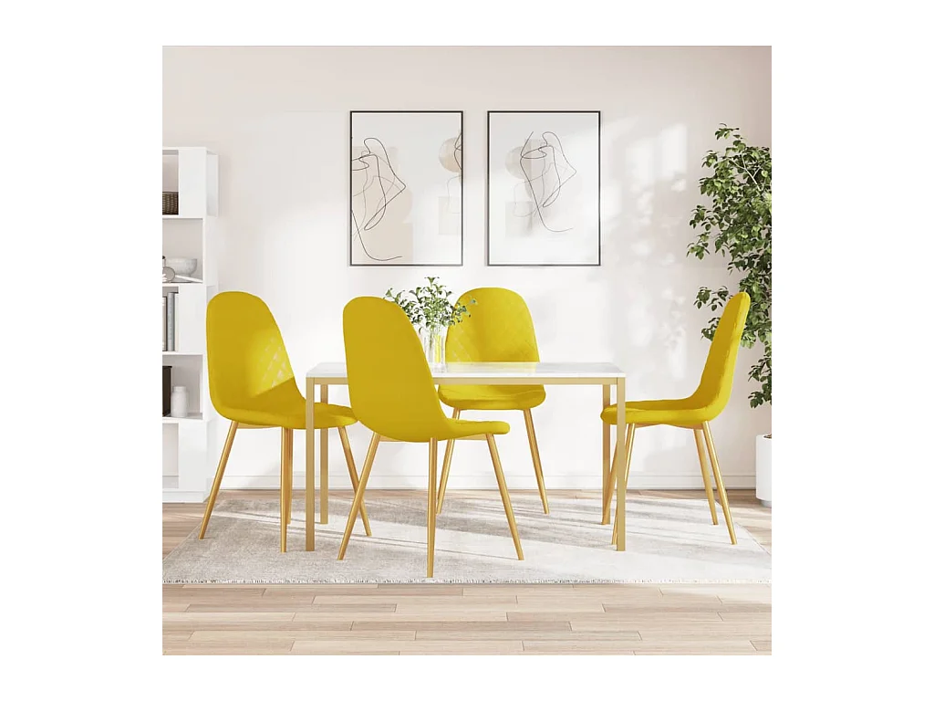 Eetkamerstoelen set van 4 Mosterdgeel Fluweel