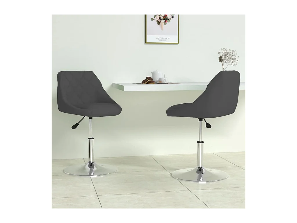 Set di 2 sedie da pranzo girevoli in velluto nero