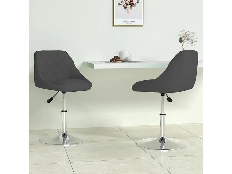 Chaises pivotantes à manger lot de 2 Noir Velours