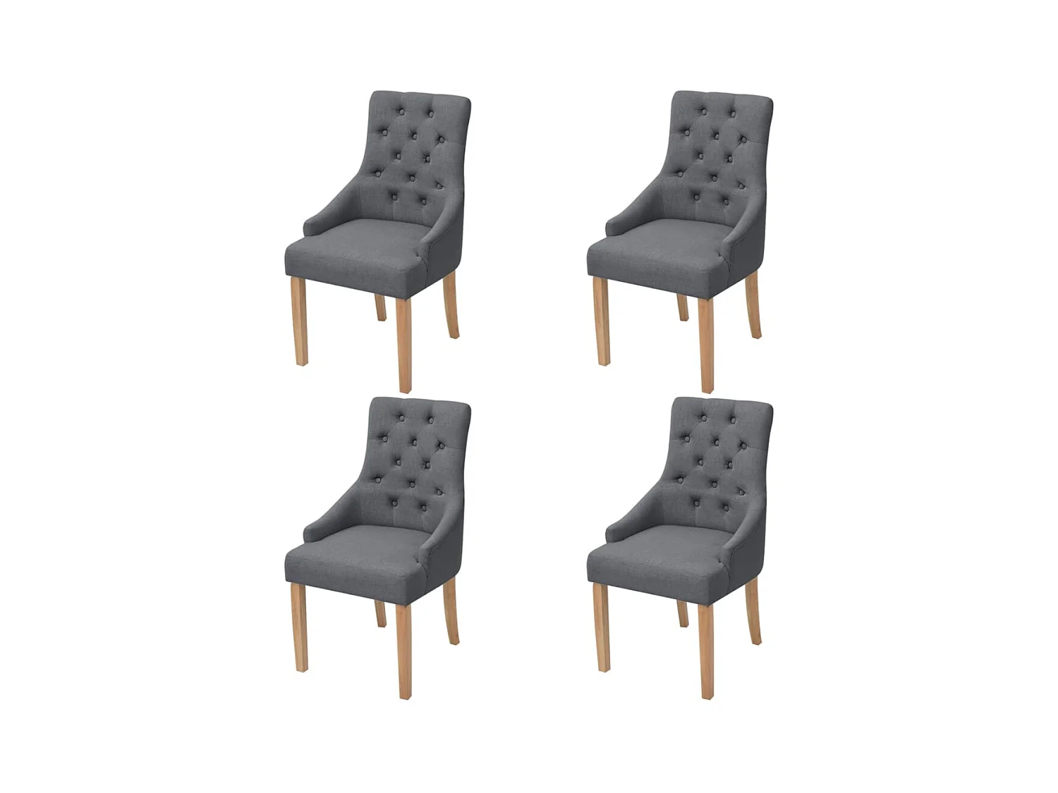 Eetkamerstoelen set van 4 donkergrijze stof