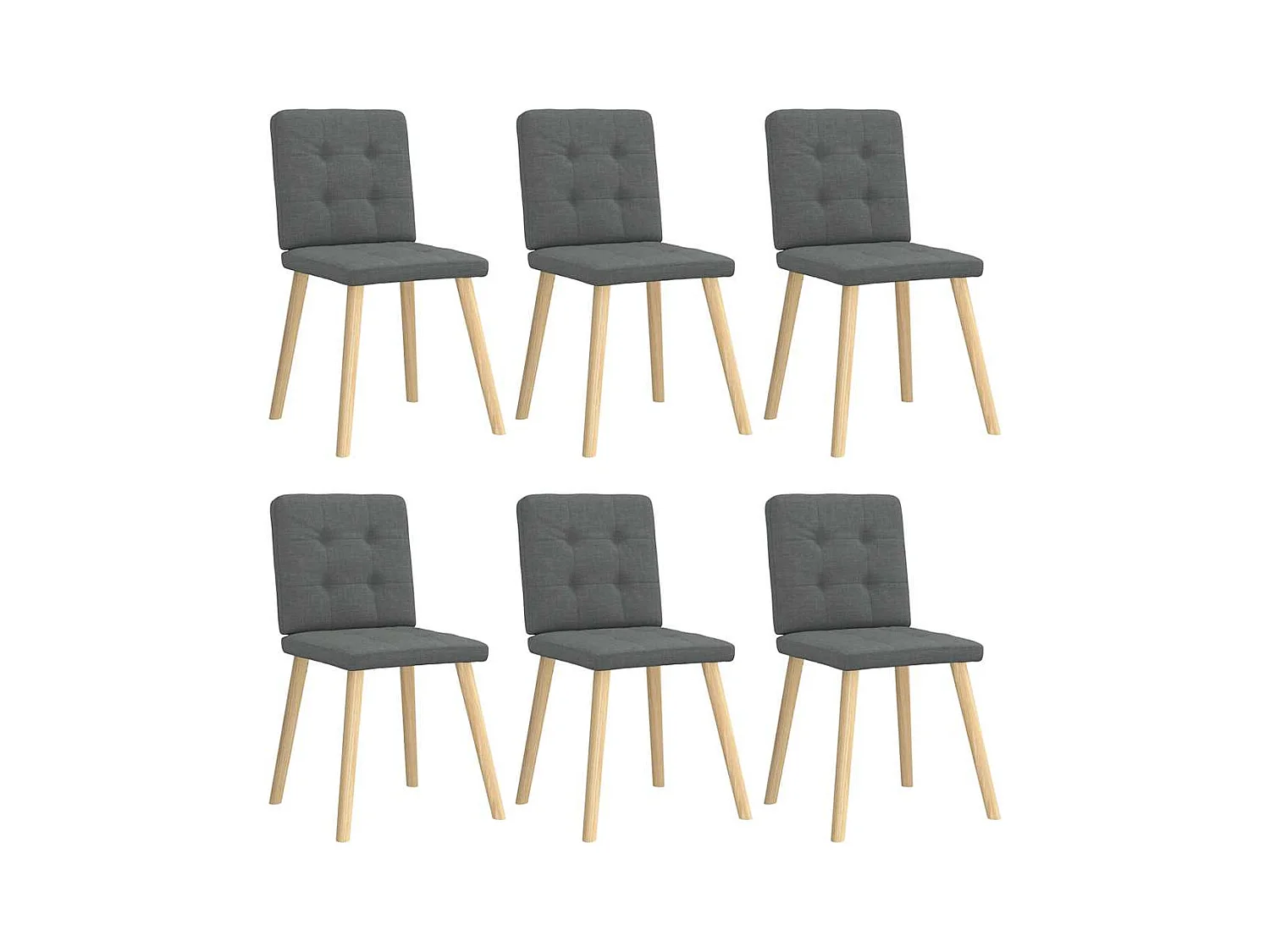 Chaises à manger lot de 6 gris foncé tissu