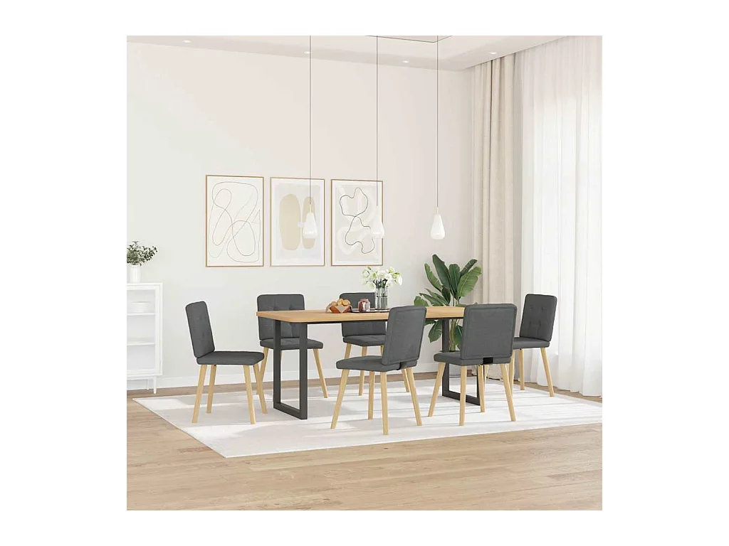 Chaises à manger lot de 6 gris foncé tissu