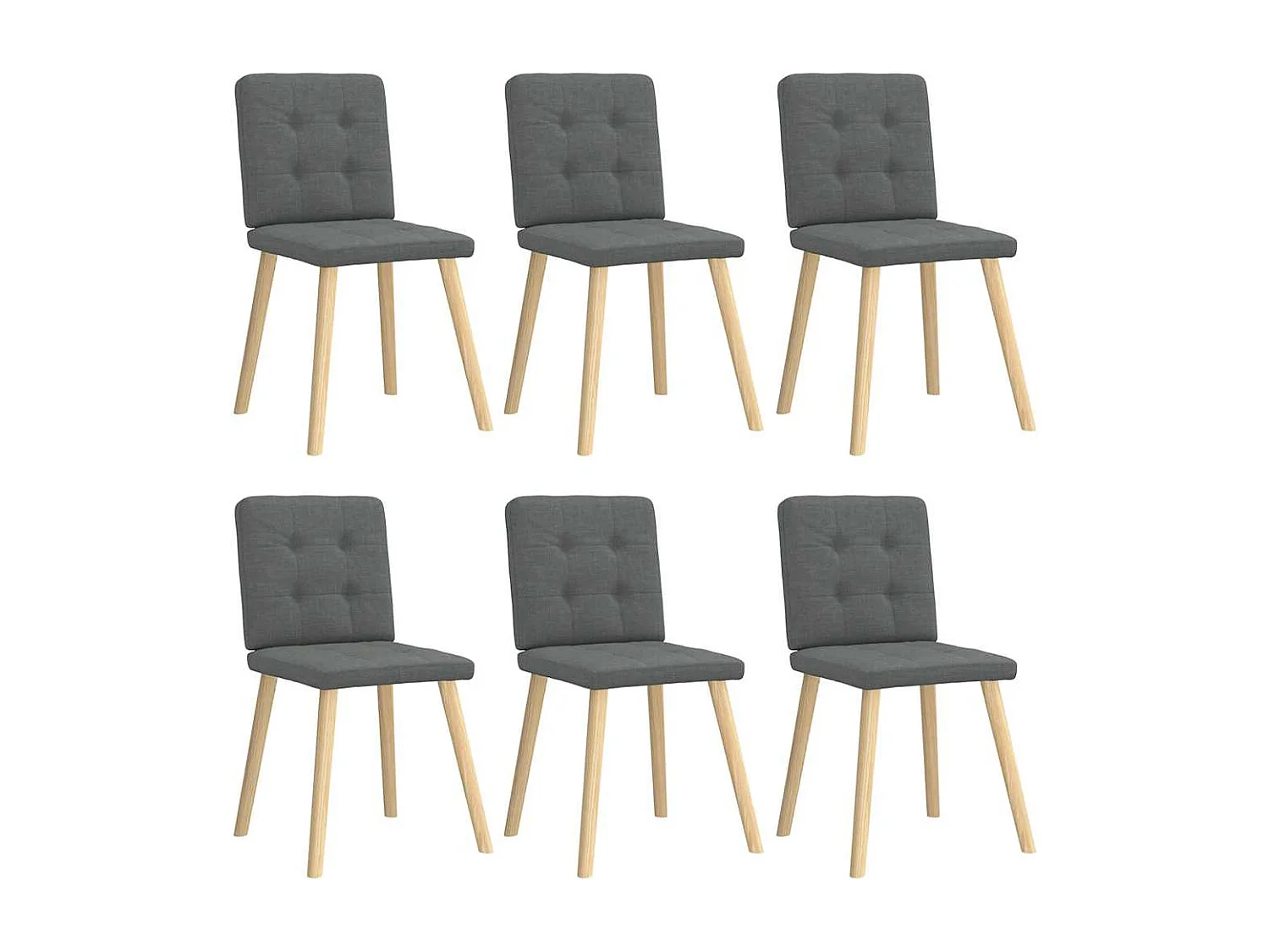 Chaises à manger lot de 6 gris foncé tissu