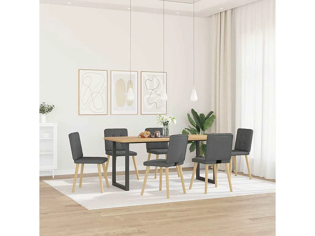 Chaises à manger lot de 6 gris foncé tissu