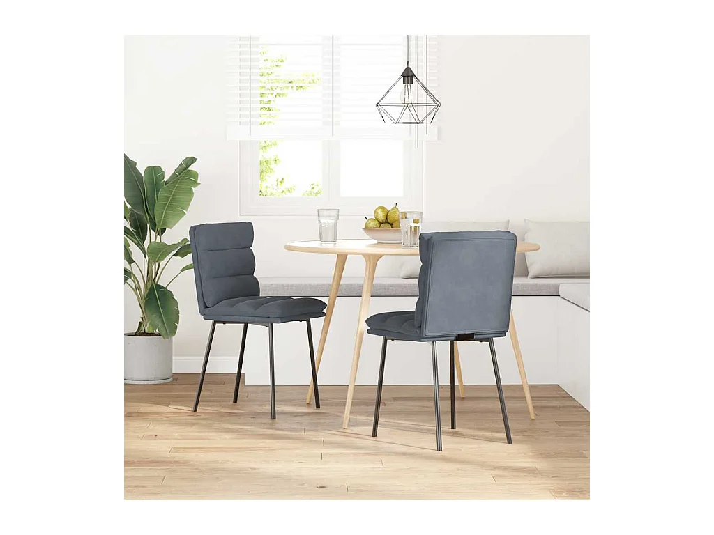 Juego de 2 sillas de comedor de terciopelo gris oscuro