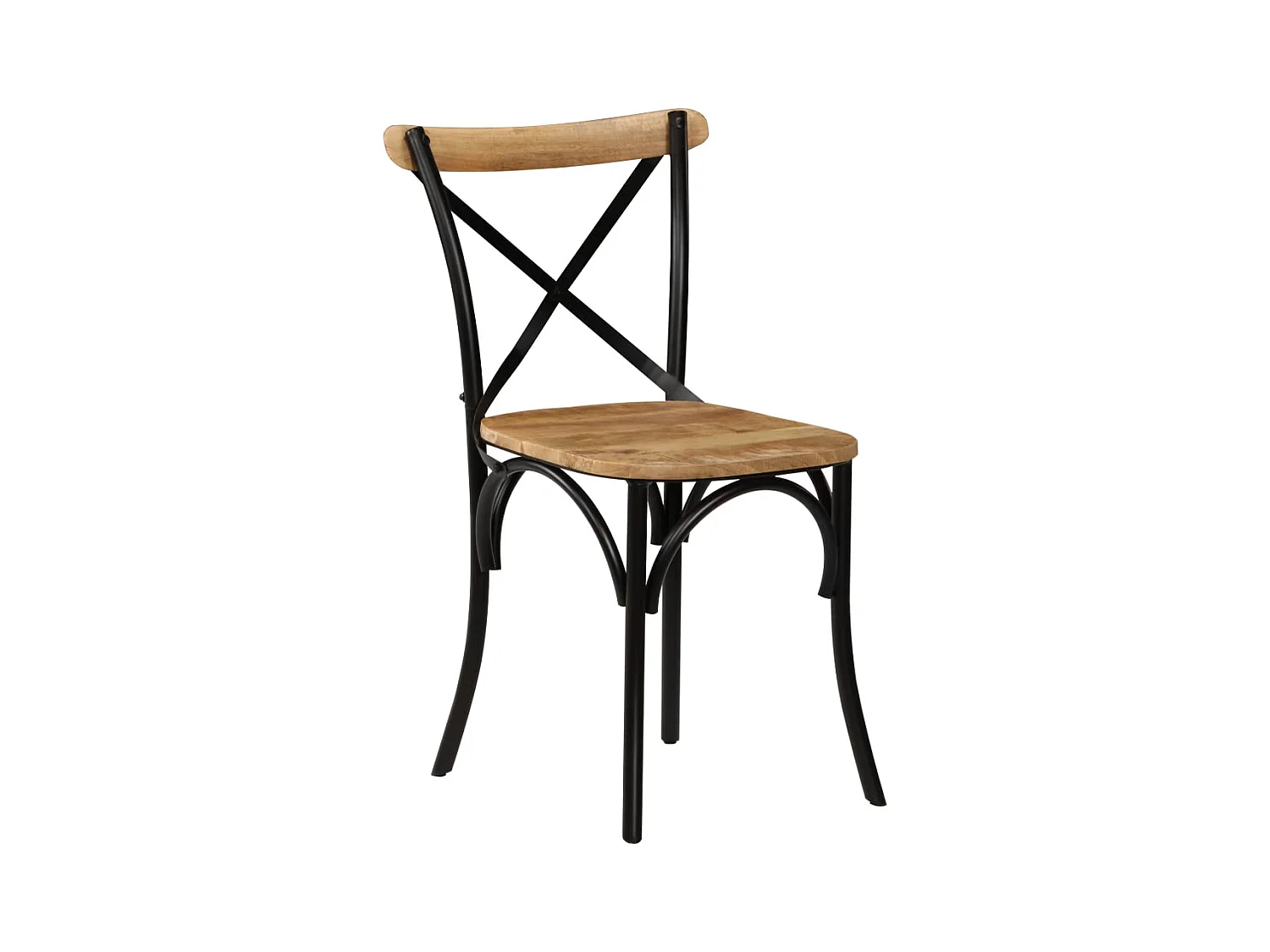 Chaises à dossier croisé lot de 6 noir bois de manguier massif