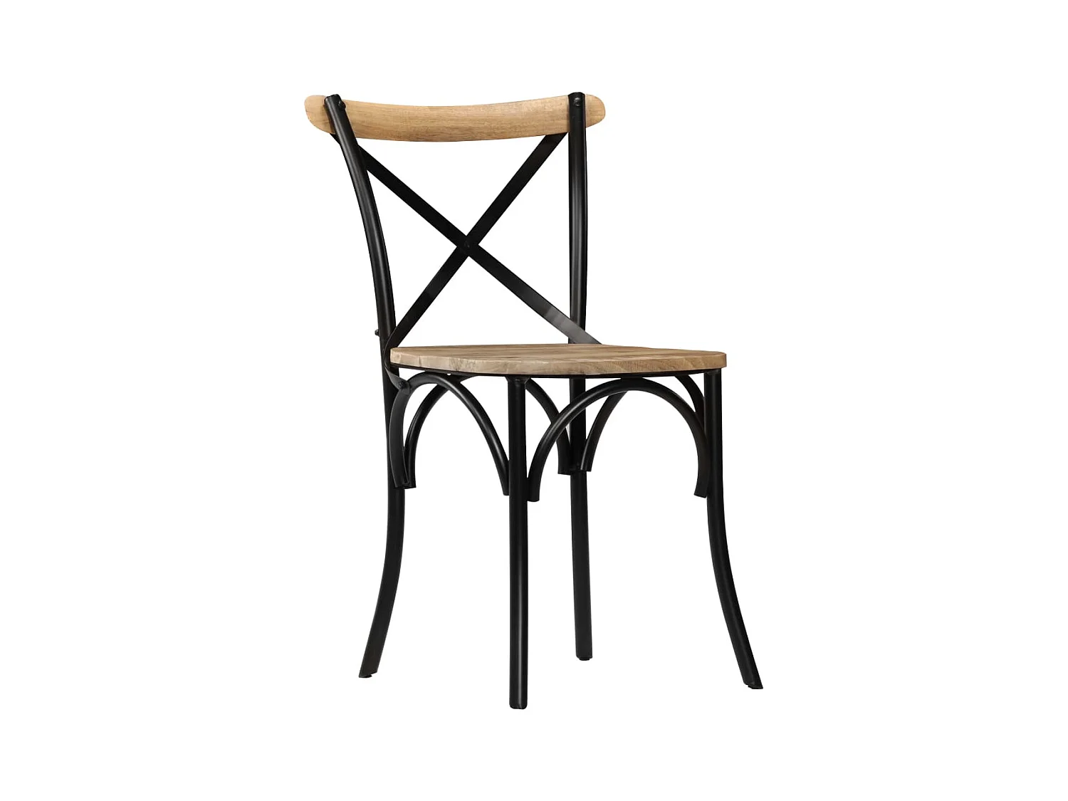 Chaises à dossier croisé lot de 6 noir bois de manguier massif