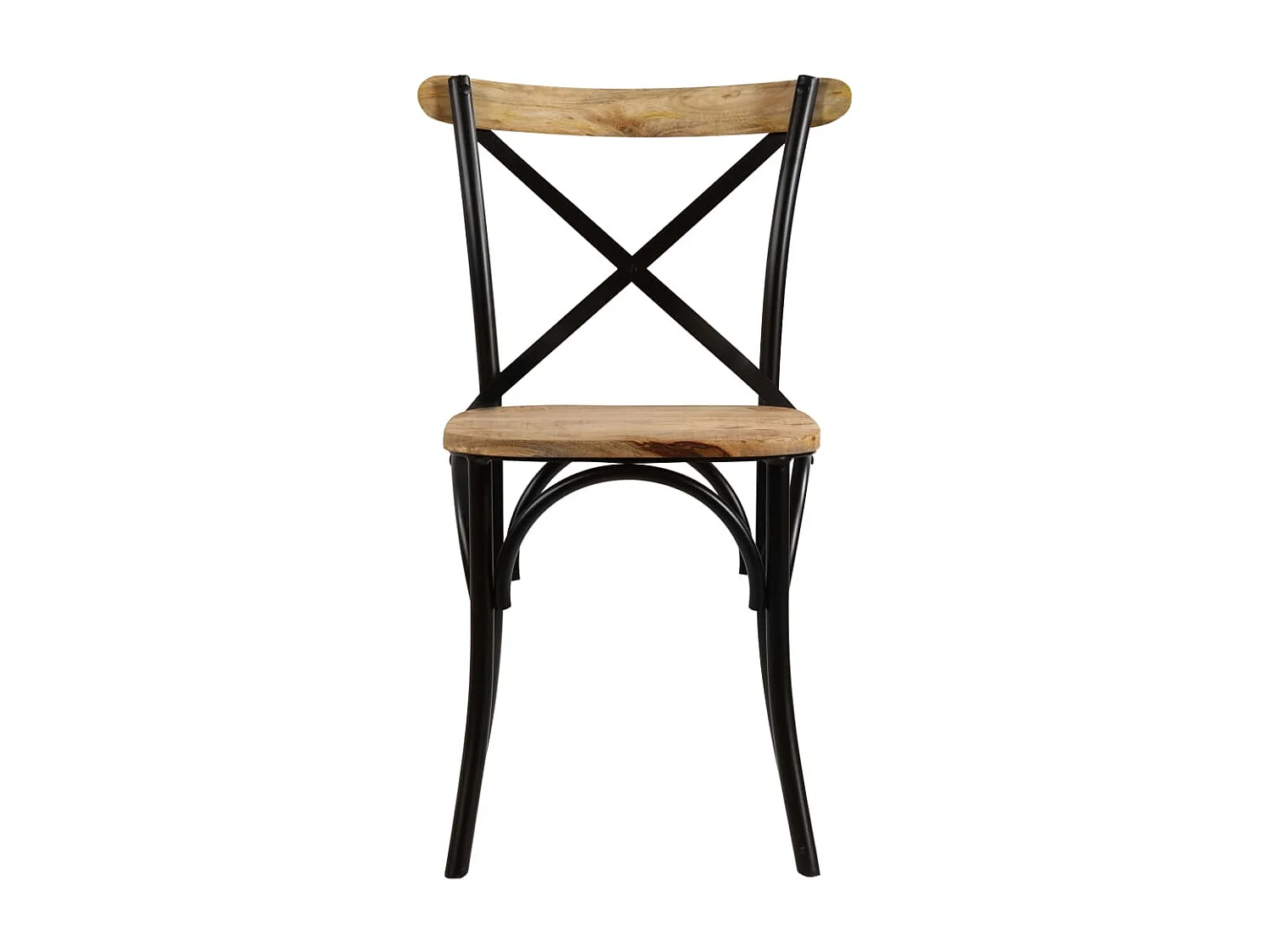 Chaises à dossier croisé lot de 6 noir bois de manguier massif