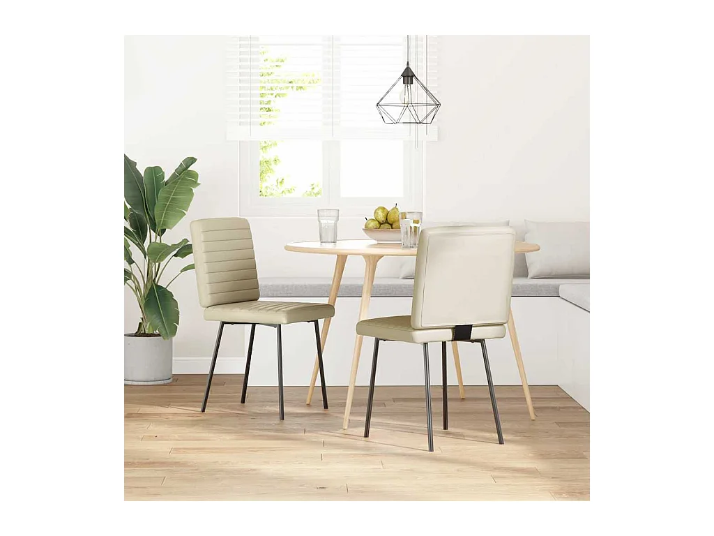 Chaises à manger lot de 2 crème similicuir