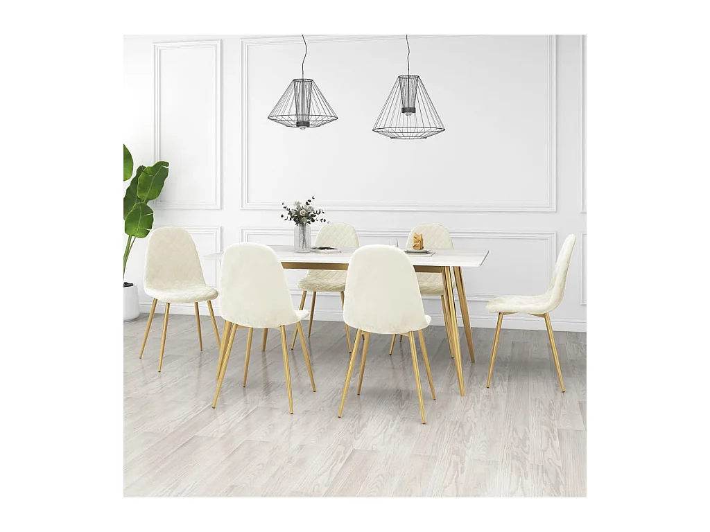 Chaises à manger lot de 6 blanc crème velours