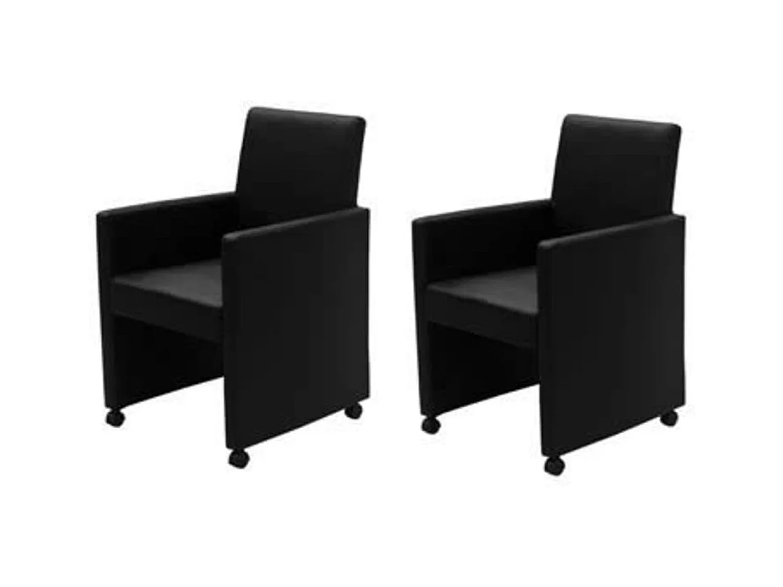 Chaises à manger lot de 2 noir similicuir