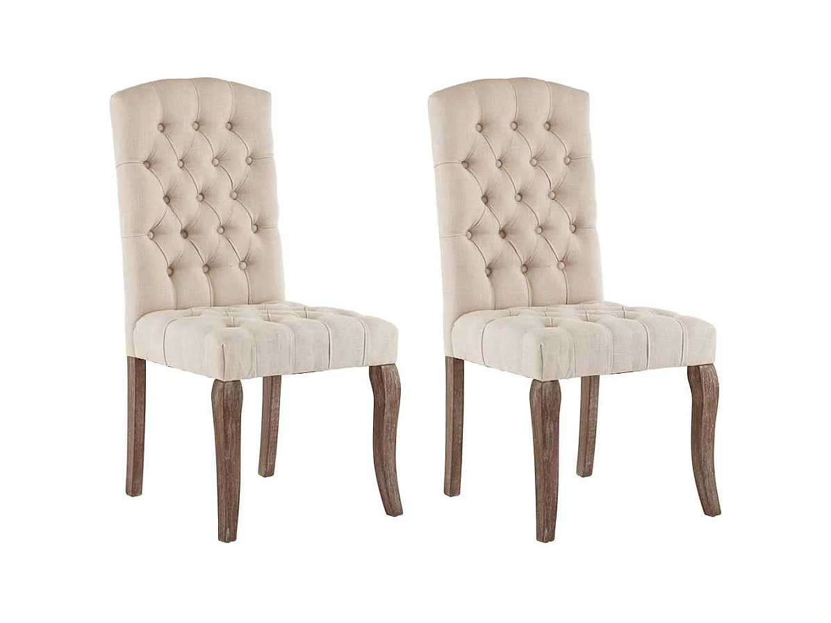 Chaises à manger lot de 2 beige tissu à l'aspect de lin