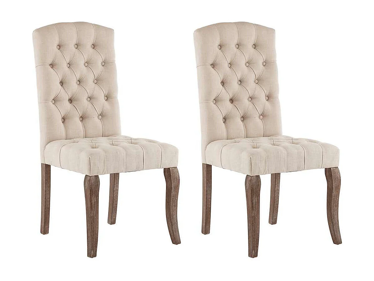 Chaises à manger lot de 2 beige tissu à l'aspect de lin