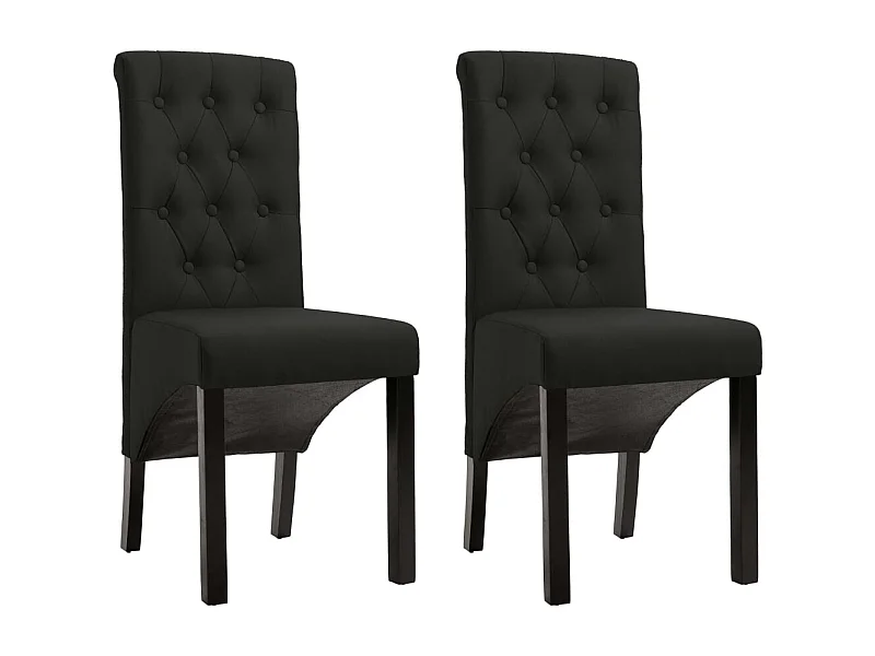 Chaises à manger lot de 2 noir tissu