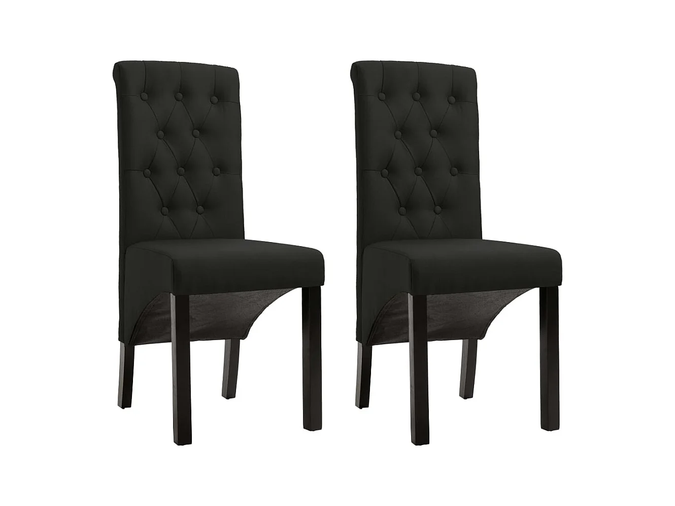 Chaises à manger lot de 2 noir tissu
