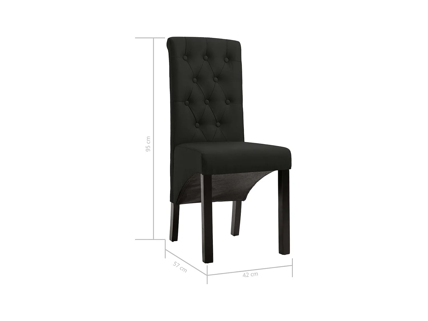 Chaises à manger lot de 2 noir tissu